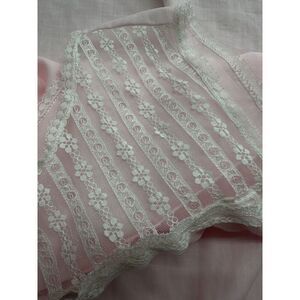 Vintage CAROL BRENT Sleeveless Lingerie Nightgown Lace Dacron Poly Pink Sz 34-36